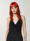 Women's Summer Blouse Sleeveless Drape Black