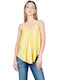 Zoya Women's Summer Blouse Cotton Sleeveless with V Neck Yellow