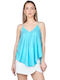 Zoya Women's Summer Blouse Sleeveless with V Neckline Light Blue