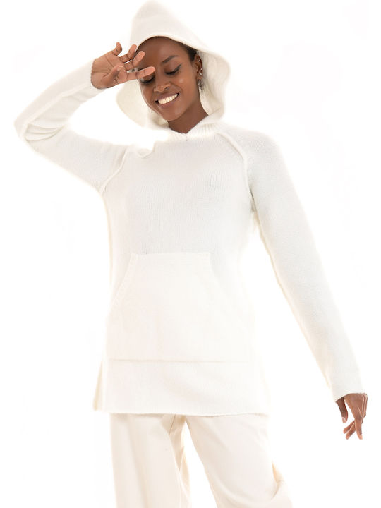 Deha Women's Long Sleeve Sweater with Hood White