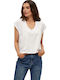 Peppercorn Damen Oversized T-shirt mit V-Ausschnitt Weiß