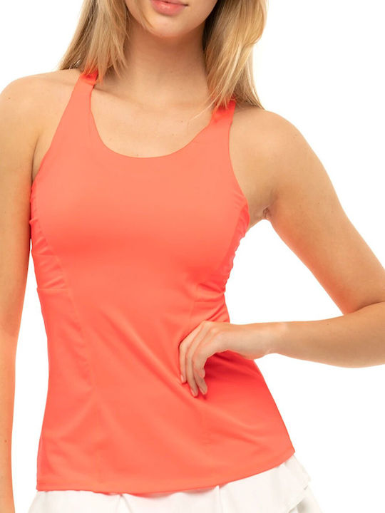 Lucky In Love Damen Sportliches Bluse Ärmellos Orange