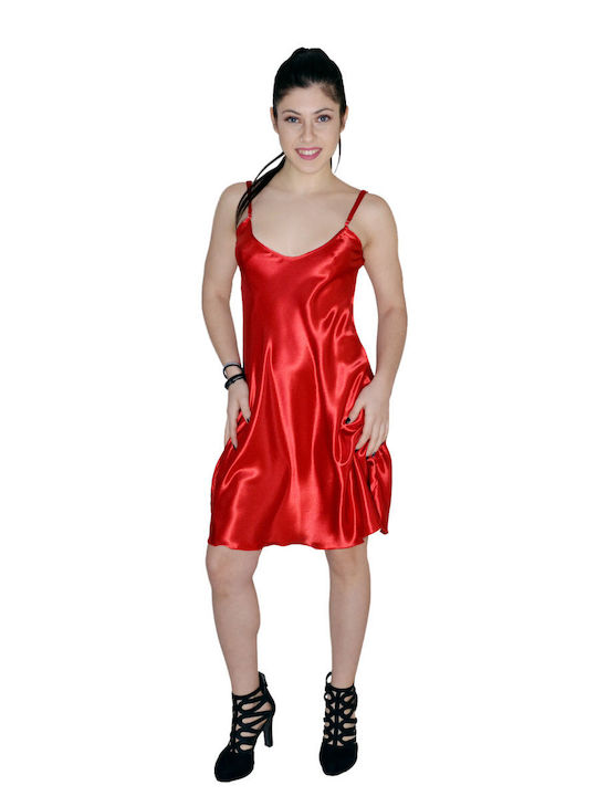 Elite Form Summer Satin Women's Nightdress Red