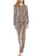 Velvet Beige Women's Sweatpants Set