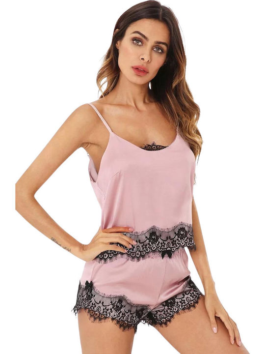 Merry See Καλοκαιρινό Σατέν Babydoll Ροζ