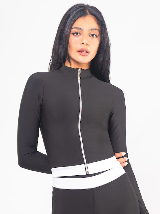 Cynthia Damen Strickjacke mit Reissverschluss Schwarze
