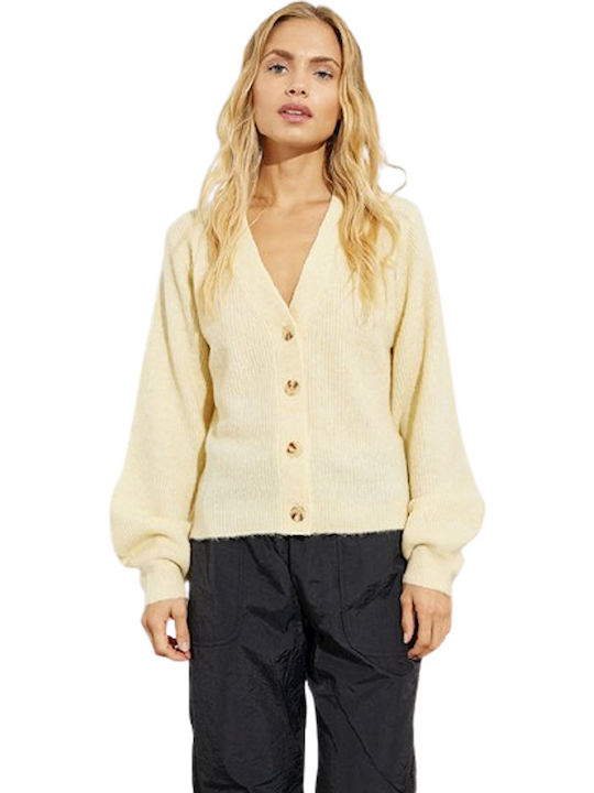 Damen Gestrickte Strickjacke mit Knöpfen Gelbe