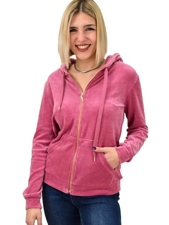 First Woman Women's Cardigan with Zipper Pink