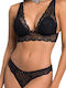 Kal-tsa Lace Underwear Set with Bra & Brazil Red