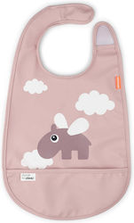 Done by Deer Happy Clouds Powder Αδιάβροχη Σαλιάρα Υφασμάτινη με Αυτοκόλλητο & Τσέπη Ροζ