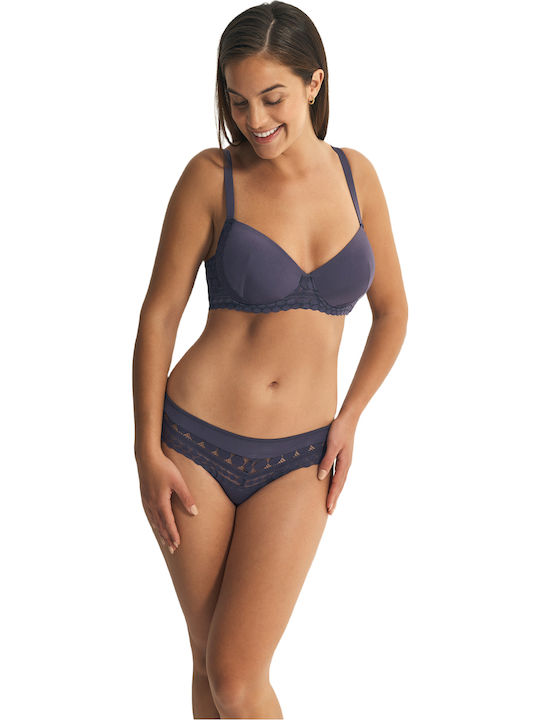 Promise Lace Underwear Set with Bra & Slip Navy Blue