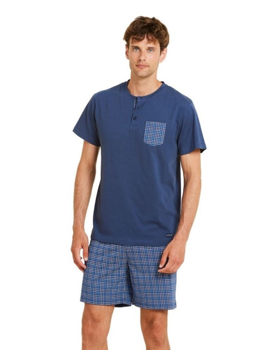 Noidinotte Men's Summer Pajamas Set Blue