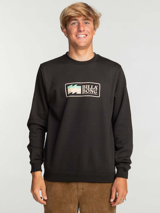 Crew Neck Φούτερ με Κουκούλα Μαύρο