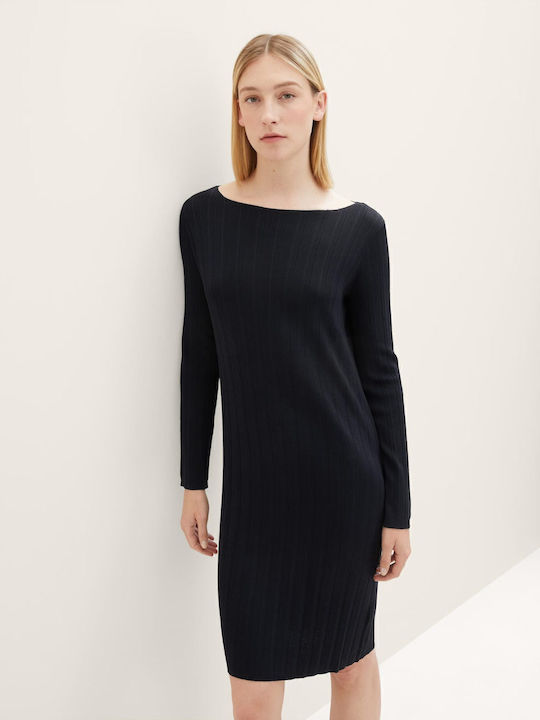 Midi Knitted Dress Navy Blue