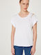 BSB Women's Summer Blouse Cotton Short Sleeve White