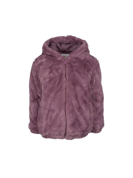 Zippy Girls Fur Coat Purple with Ηood