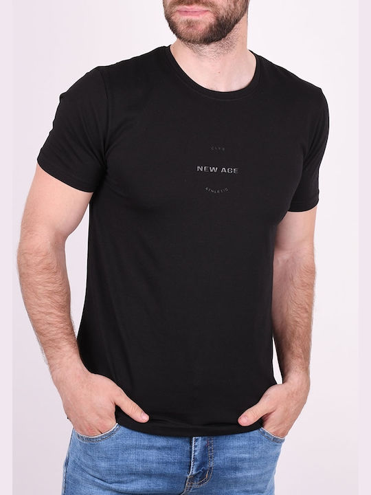 Clever T-shirt Bărbătesc cu Mânecă Scurtă Negru