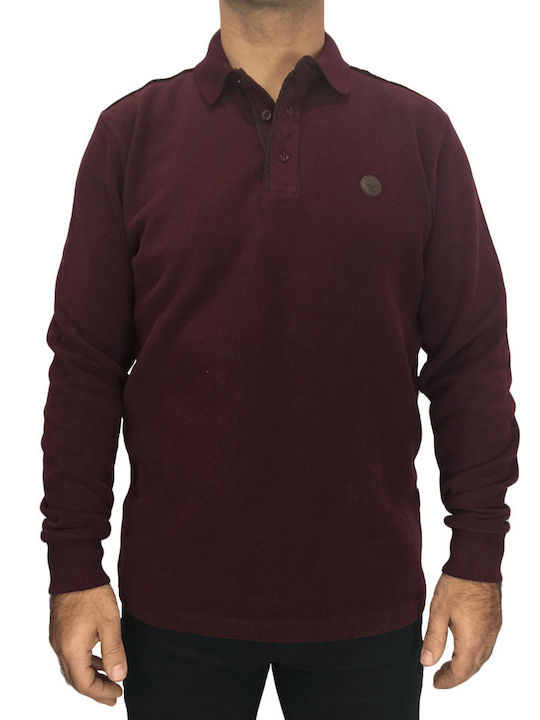 Side Effect Polo Langarm-Pullover Burgundisch