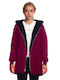 Paco & Co Women's Long Lifestyle Jacket for Winter with Hood Burgundy