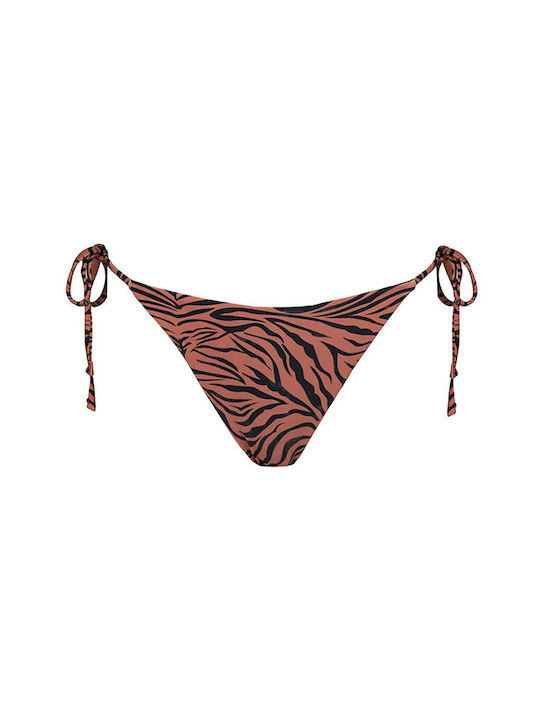 Solano Swimwear Bikini Slip με Κορδονάκια Καφέ