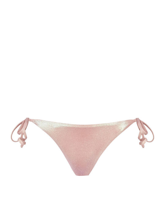 Bikini Slip με Κορδονάκια Ροζ