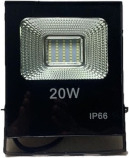 Super Slim Waterproof LED Floodlight 20W Cold White 6500K IP66