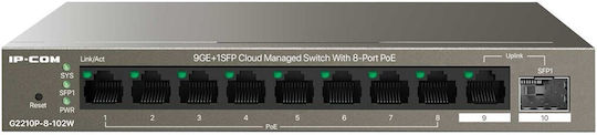 IP-COM G2210P-8-102W Управление на L2 PoE+ Switch с 9 Портове Ethernet и 1 SFP Порт