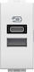 Bticino Walled Power Socket with 2 USB Ports White