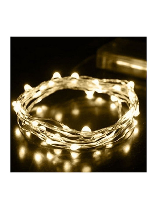 100 Светлини LED 10m. Топъл бял На батерия тип ...