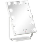 HomCom Καθρέπτης Μακιγιάζ Επιτραπέζιος με Φως 4x4cm Λευκός
