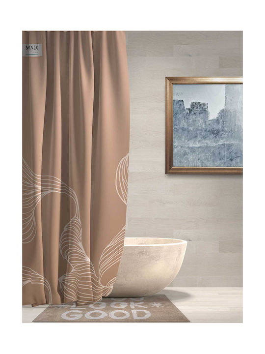 Madi Abstract Fabric Shower Curtain 180x200cm Beige