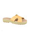 Leather Women's Flat Sandals NATURAL