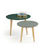 Rotund Set Ziggon din Lemn Masiv Verde L60xW60xH40cm.