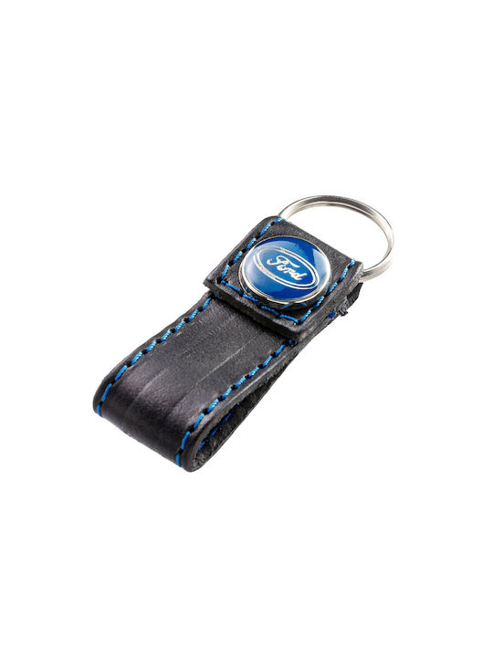 Keychain Leather Blue