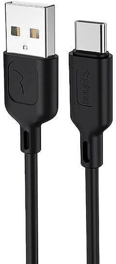 T-Phox USB 2.0 Cable USB-C male - USB-A Μαύρο 1.2m