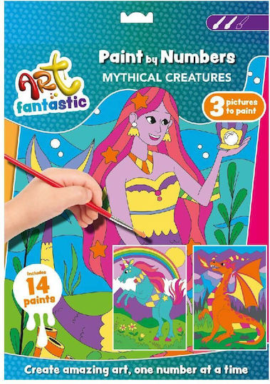 Malbuch mit Zahlen Art Fantastic 3 in 1: Mythical Creatures