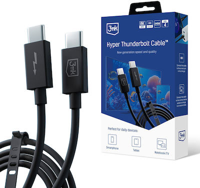 3MK Hyper USB 4 Cable Thunderbolt 4 male - Thunderbolt 4 male 240W Μαύρο 1m