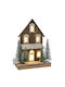 Iliadis Christmas Illuminated Decorative Wooden House Brown with Battery 32x14cm.