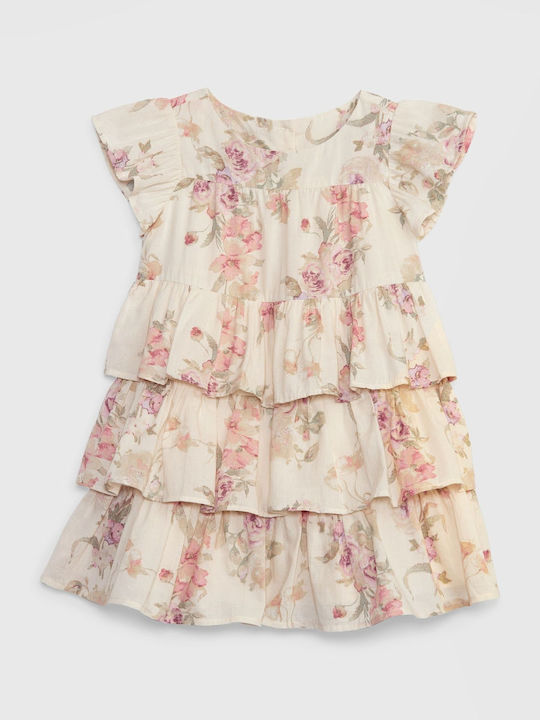 GAP Παιδικό Φόρεμα Floral Μπεζ
