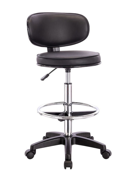 Office Desk Stool with Backrest BF406 Black 50x50x90cm
