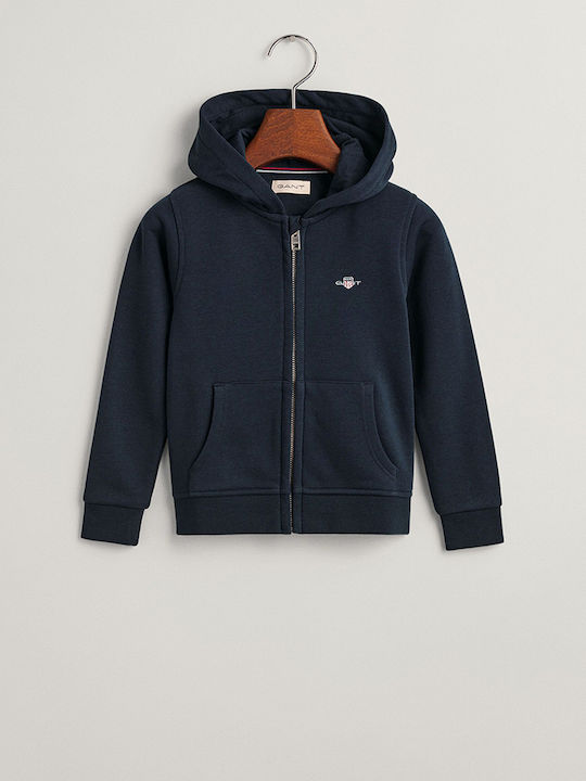 Gant Hooded Sweatshirt with Zipper Navy Blue