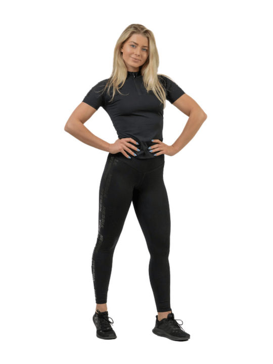 Nebbia Women's Athletic Blouse Short Sleeve Black