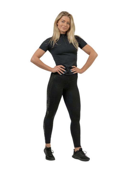 Nebbia Damen Sportliches Bluse Kurzärmelig Schwarz