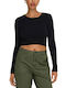 Only Damen Langarm Crop Pullover Schwarz