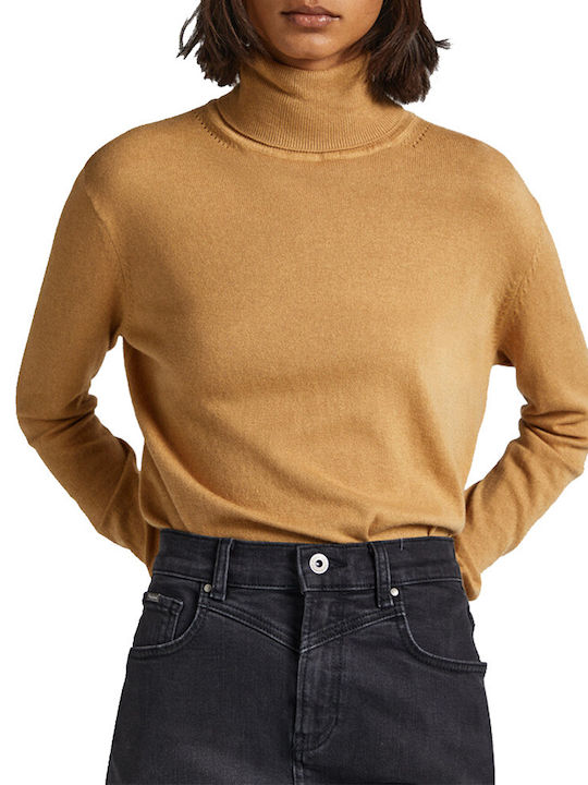 Pepe Jeans Women's Long Sleeve Sweater Cotton Turtleneck Orange