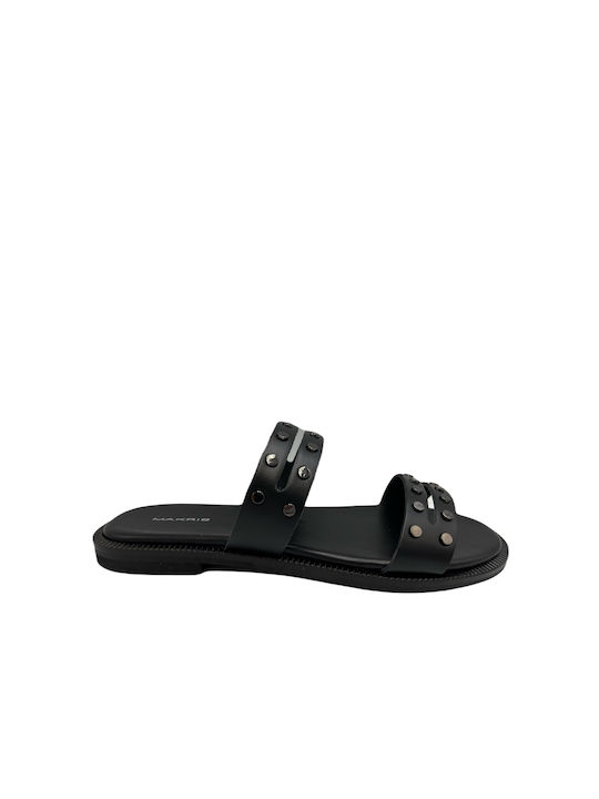 Leder Flache Sandalen für Damen in Schwarz Farbe
