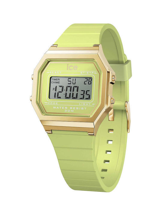 Ice Digital Watch Chronograph Battery with Green Rubber Strap