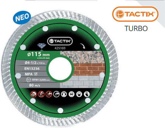 Tactix Δίσκος Κοπής Δομικών Υλικών 115mm