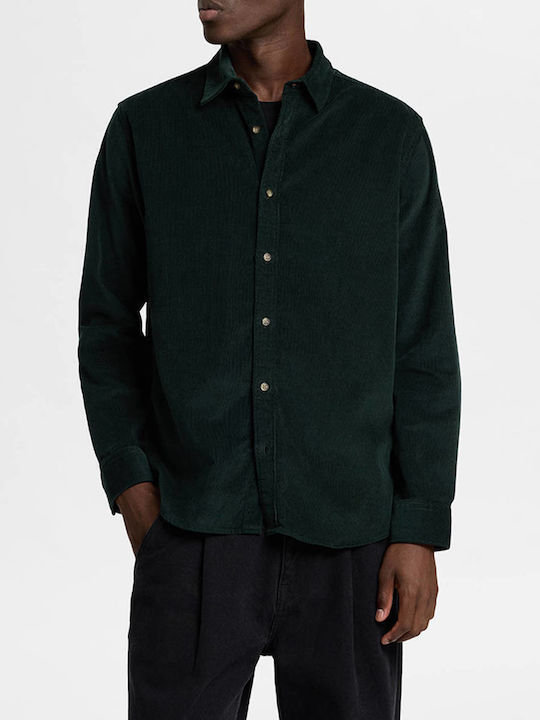 Selected Long-sleeved Corduroy Shirt Green