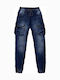 Pantaloni Jeans pentru Bărbați Cargo Elastic cu Croială Slim Albastru